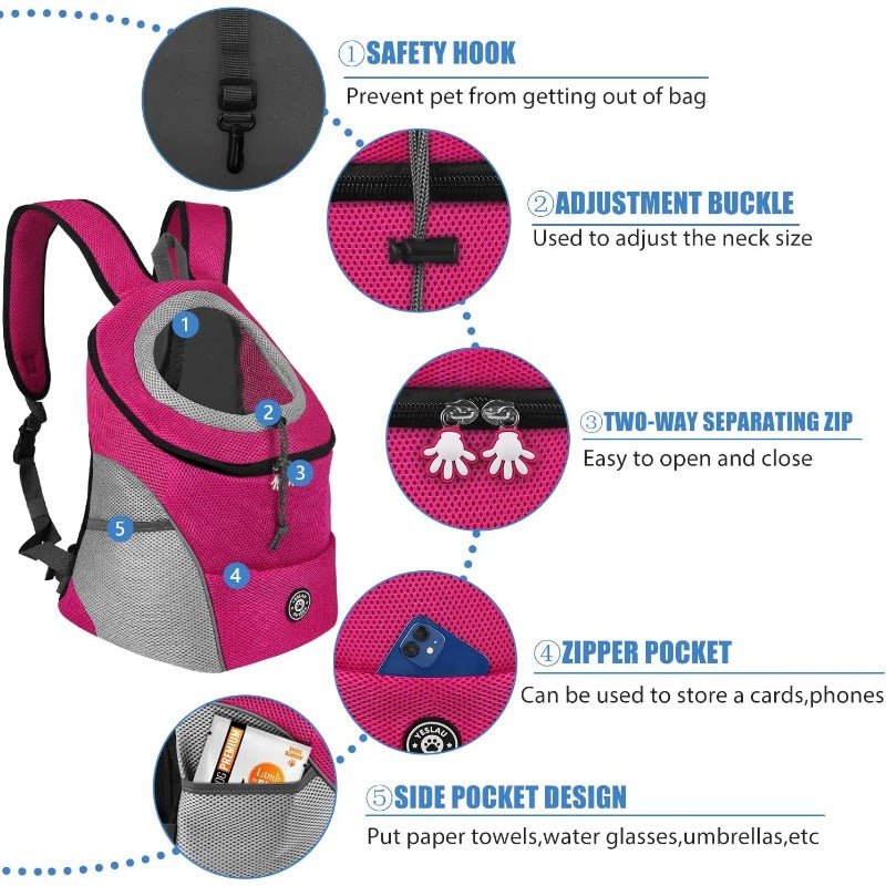 Dog Carrier Backpack - Portable, Breathable, Adjustable Straps