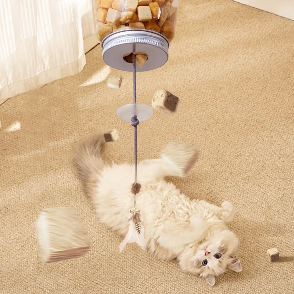 Cat Toy Interactive Feeder: Feather, Bell & Scratch Rope