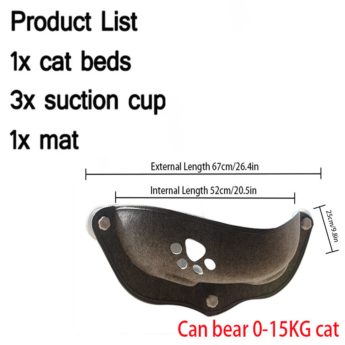 Cat Window Hammock Bed 20kg - Soft Suction Cup Lounger