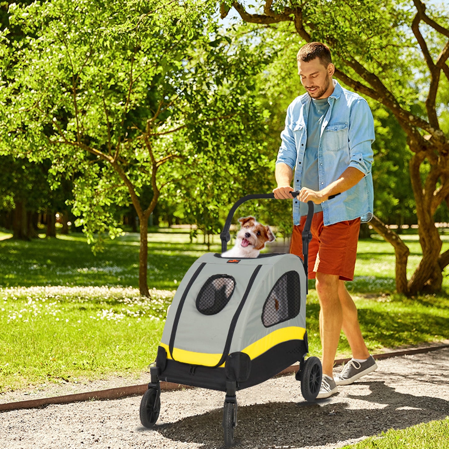 Portable Pet Stroller: Foldable Travel Wagon for Small Dogs & Cats
