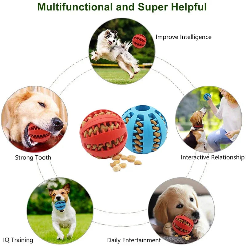 Dog Ball Toys - Interactive Chew & Clean Rubber for Small Dogs
