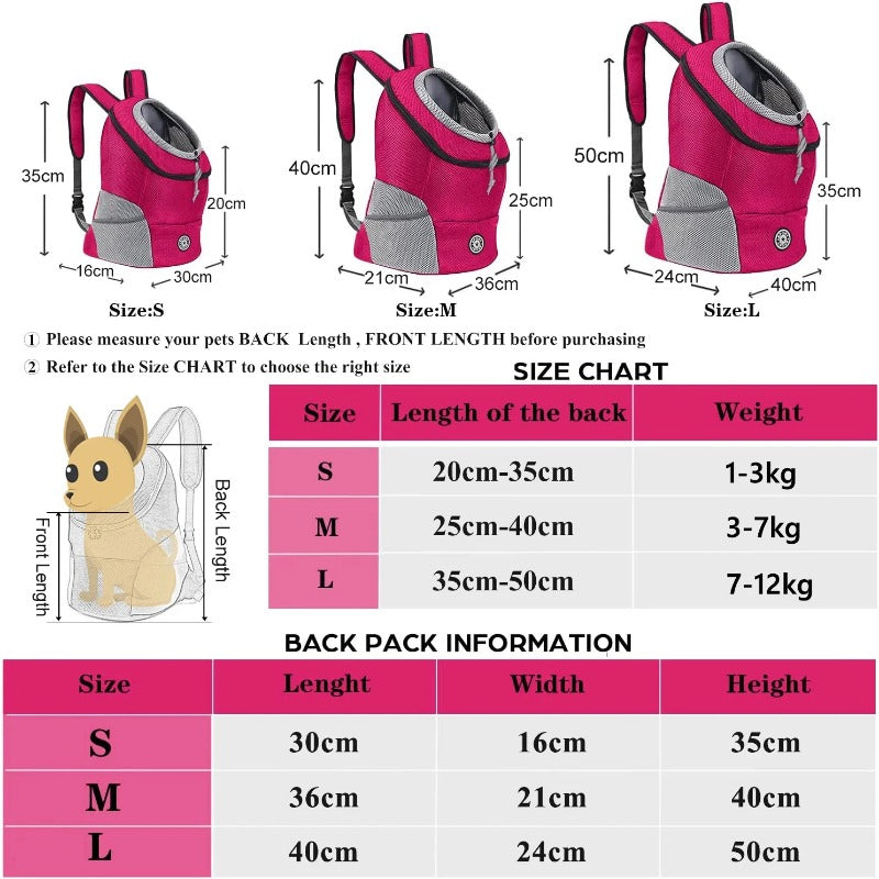 Dog Carrier Backpack - Portable, Breathable, Adjustable Straps