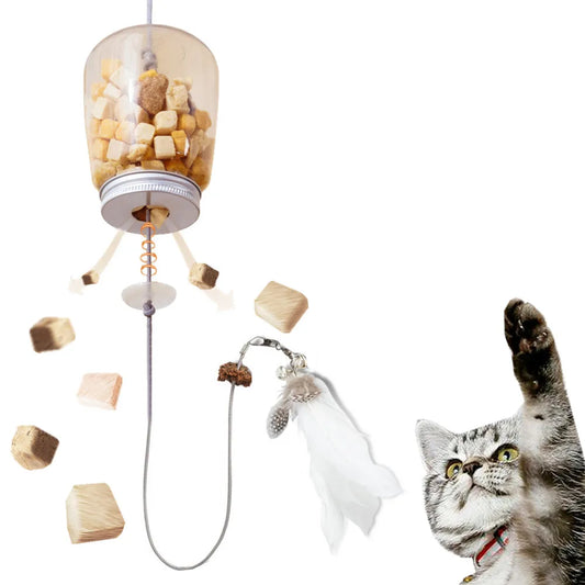 Cat Toy Interactive Feeder: Feather, Bell & Scratch Rope