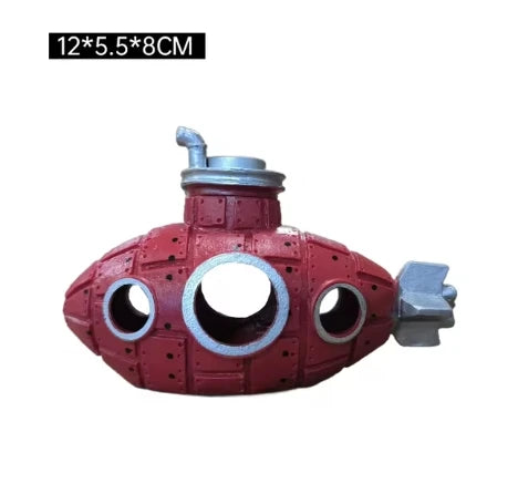 Resin Submarine Aquarium Shelter Fish Tank Decor: Fish & Shrimp Cave Decor