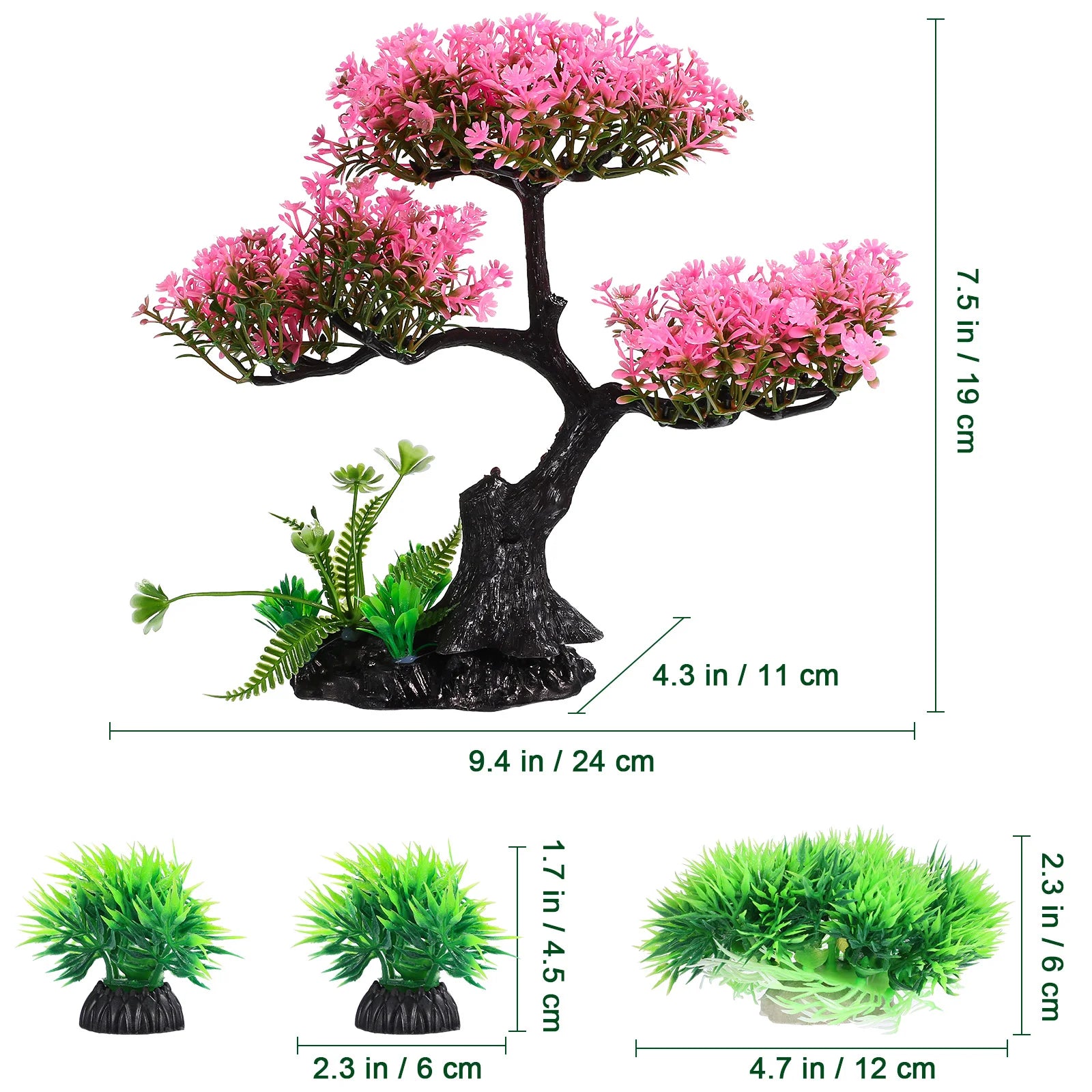 Aquarium Plant Set: Realistic Turtle Tank Decor