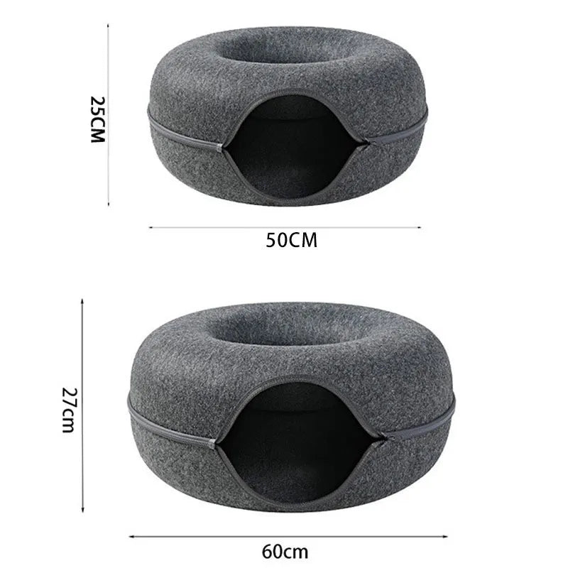 Donut Cat Bed Tunnel: Interactive Felt Toy & House