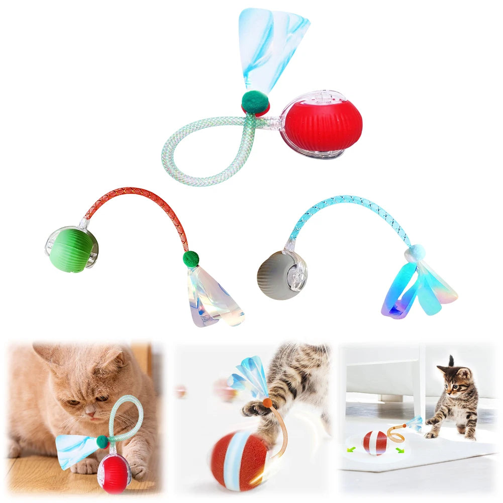 Interactive Cat Toy Ball: Rechargeable & Elastic Tail Fun