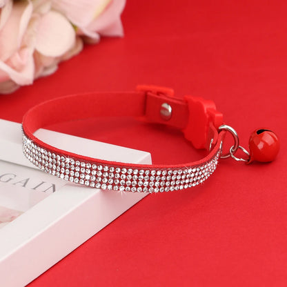 Cat Collar Soft Suede Rhinestone - Bling & Safe Breakaway