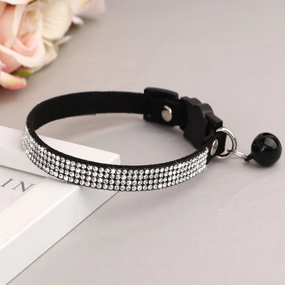 Cat Collar Soft Suede Rhinestone - Bling & Safe Breakaway