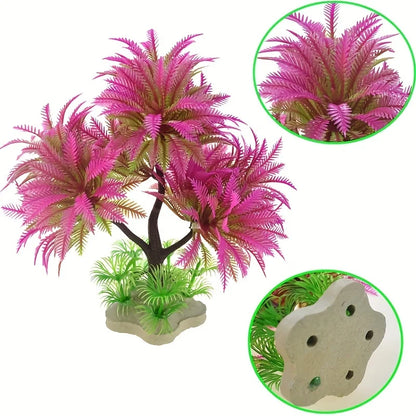 Aquarium Decor: Coconut Tree & Seaweed Ornaments