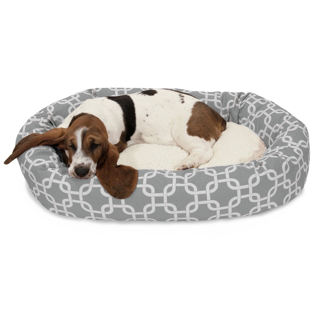 Washable Sherpa Dog Bed - Cozy Round Calming Bolster