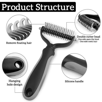 Dog Cat Hair Removal Comb - Grooming & Dematting Brush