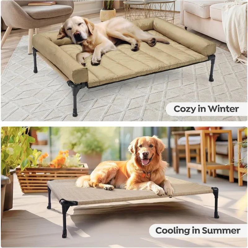 Cooling Elevated Dog Bed with Waterproof Pillow-Top Mat