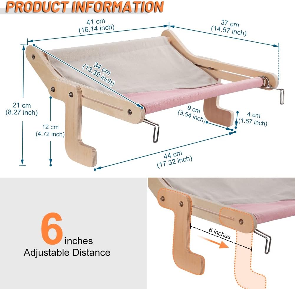 Cat Hammock Window Perch - Window Bed for Cat No Drill, Easy Install, 40 LB Support 