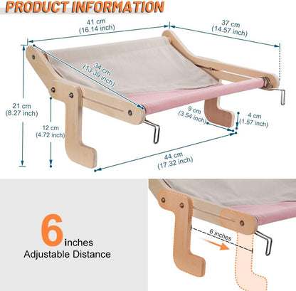 Cat Hammock Window Perch - Window Bed for Cat No Drill, Easy Install, 40 LB Support 