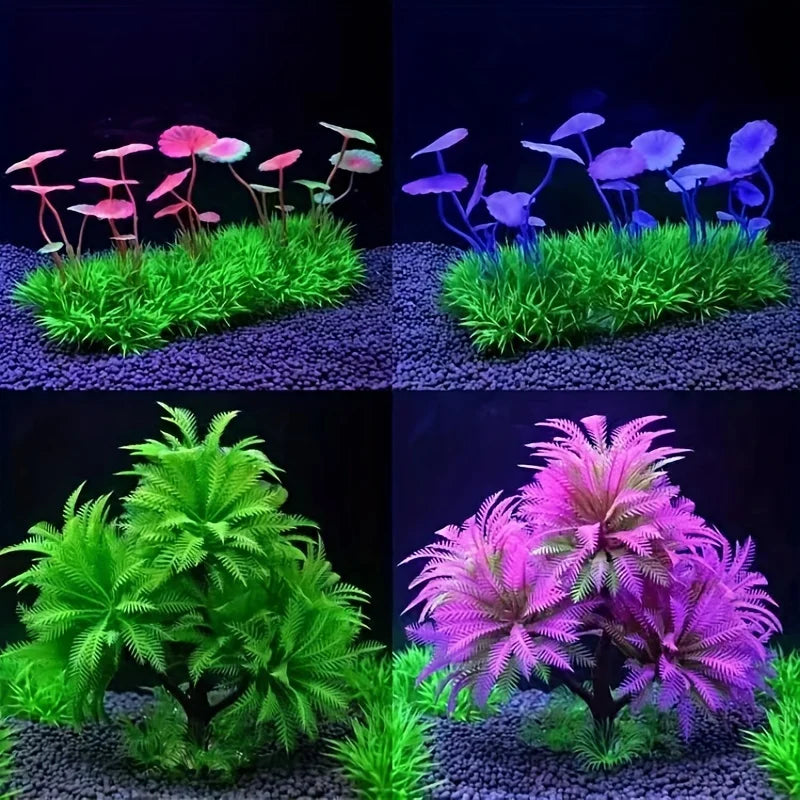 Aquarium Decor: Coconut Tree & Seaweed Ornaments