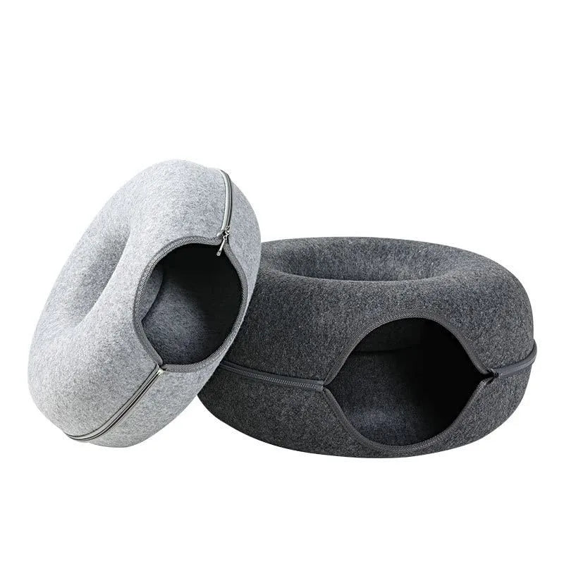 Donut Cat Bed Tunnel: Interactive Felt Toy & House
