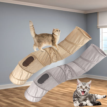 Collapsible Cat Tunnel: Winter Suede for Play & Hide Fun