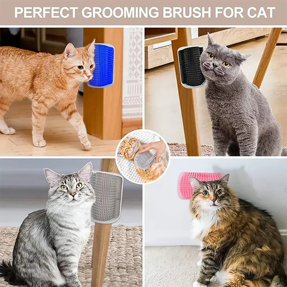 Pet Cats Corner Brush Massager - Scratcher & Comb Accessory