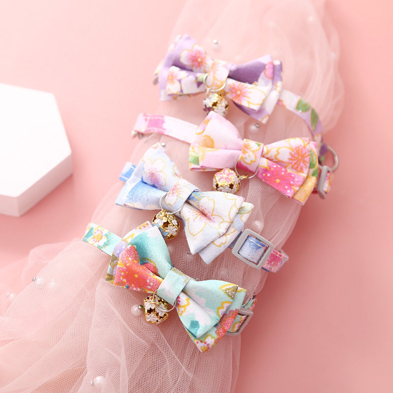 Cat Collar Adjustable Plaid Bow Tie - Cute Collar for Cat