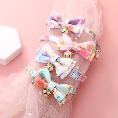 Cat Collar Adjustable Plaid Bow Tie - Cute Collar for Cat