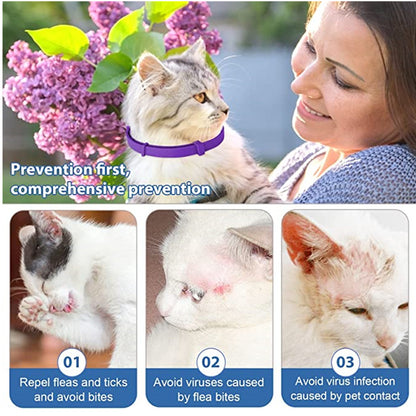 Pet Flea & Tick Collar 3-4 Pack - Calming & Adjustable for Cats/Dogs