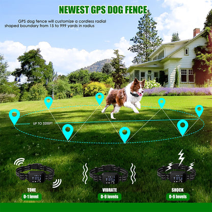 GPS Wireless Dog Fence - 1000m Range, Adjustable & Rechargeable