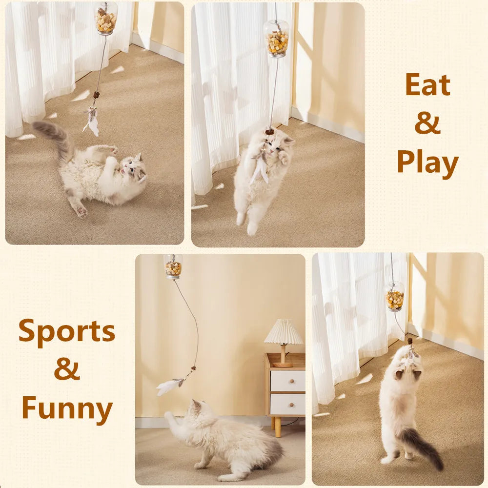 Cat Toy Interactive Feeder: Feather, Bell & Scratch Rope