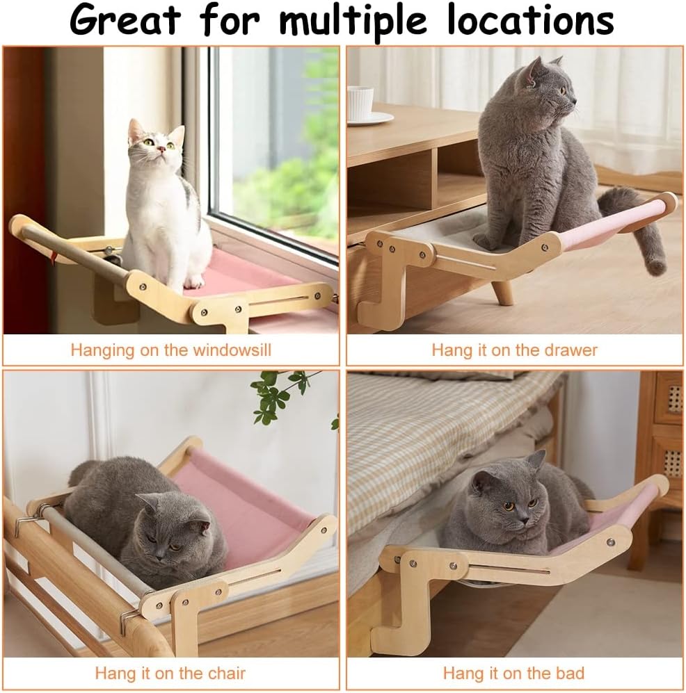 Cat Hammock Window Perch - Window Bed for Cat No Drill, Easy Install, 40 LB Support 