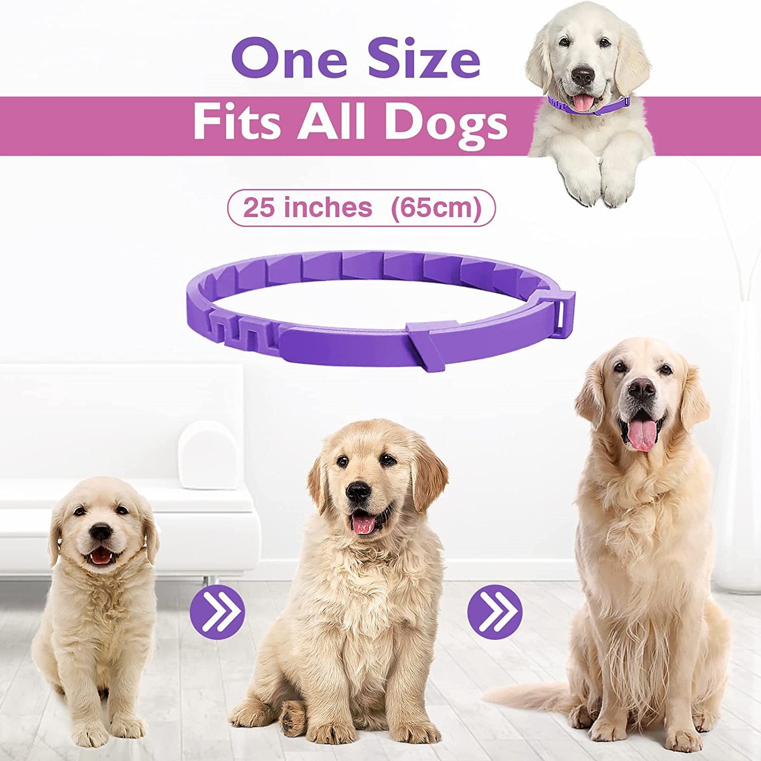 Pet Flea & Tick Collar 3-4 Pack - Calming & Adjustable for Cats/Dogs