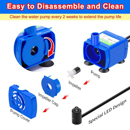 Water Pump Pet Cat Fountain - Ultra Quiet LED Replacement