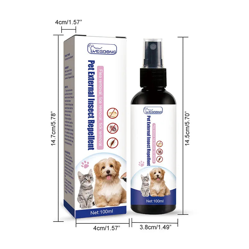 Pet Dog Cat Tick Flea Spray 100ml - Natural Soothing Insect Repellent