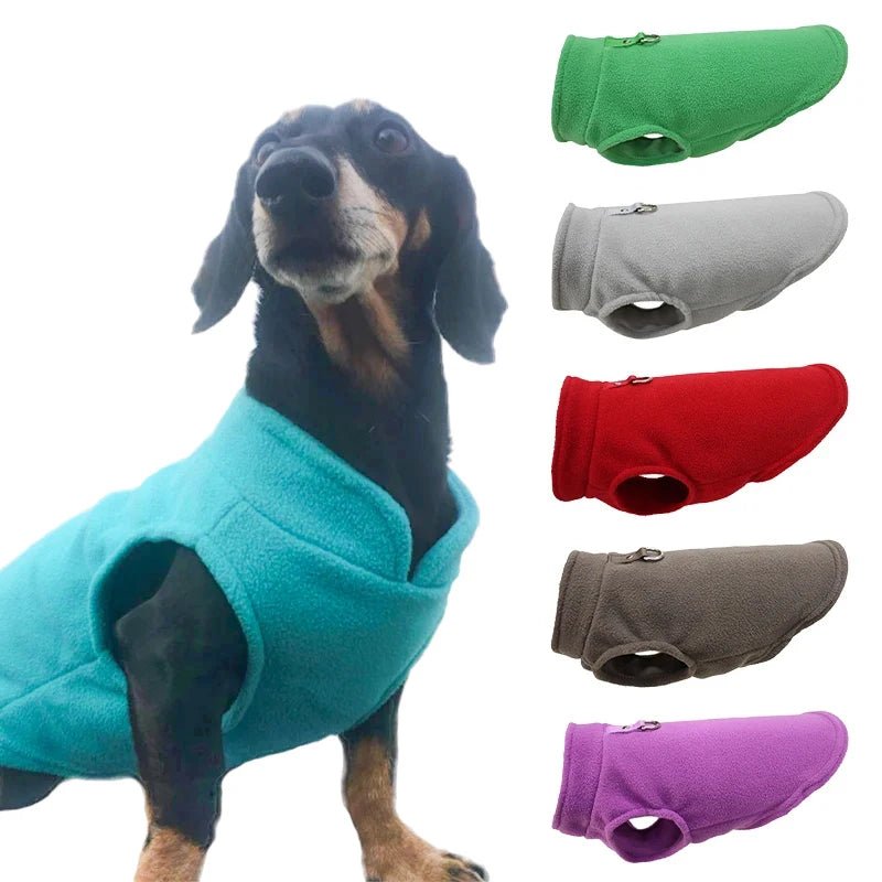 Warm Fleece Dog Jacket with D-Ring for Small Breeds
