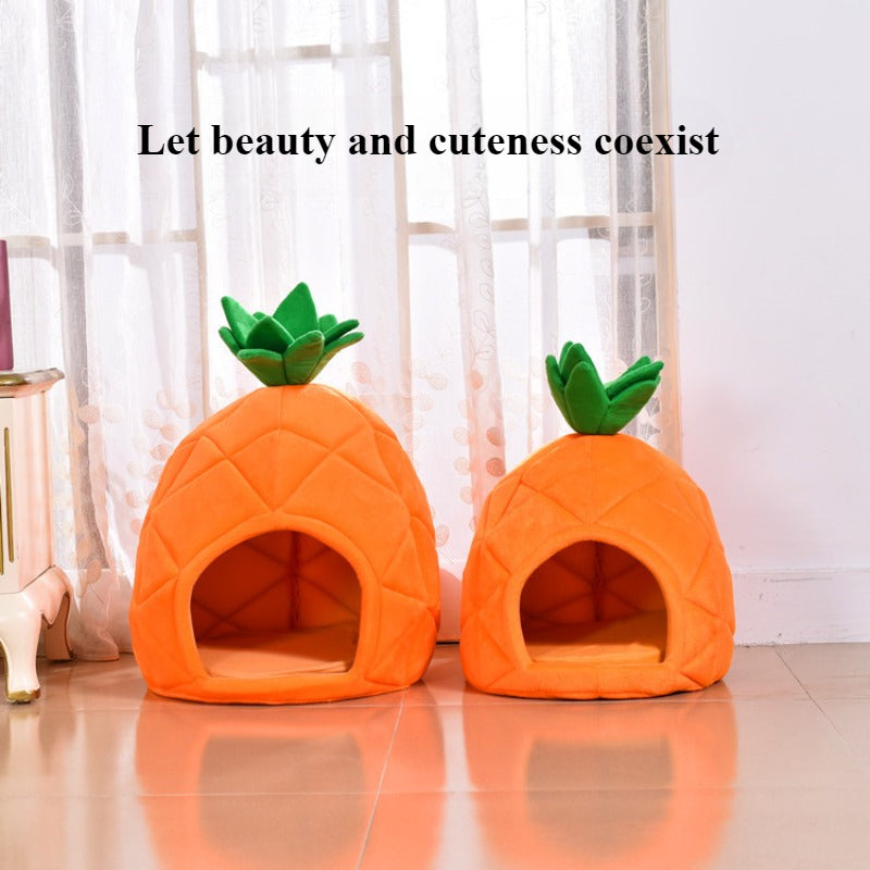Winter Pet House: Cozy Pineapple Nest for Cats & Dogs