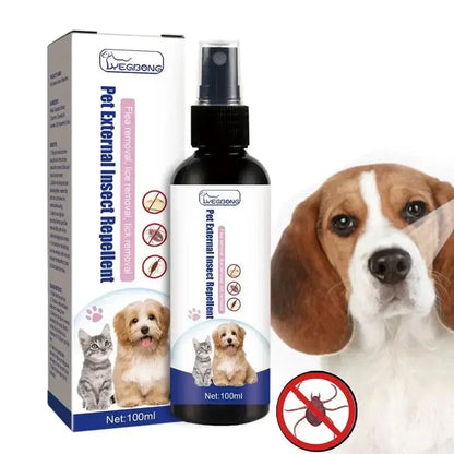 Pet Dog Cat Tick Flea Spray 100ml - Natural Soothing Insect Repellent