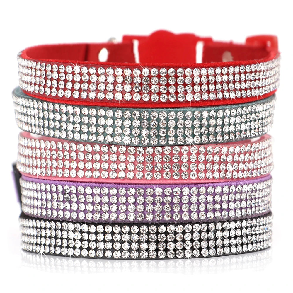 Cat Collar Soft Suede Rhinestone - Bling & Safe Breakaway