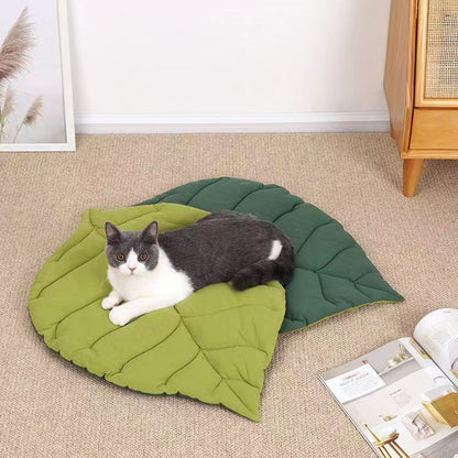 Cat Bed Mats - Soft Cotton Leaf Shaped Pet Sleep Pad