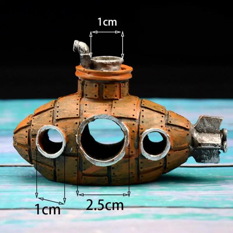 Resin Submarine Aquarium Shelter Fish Tank Decor: Fish & Shrimp Cave Decor