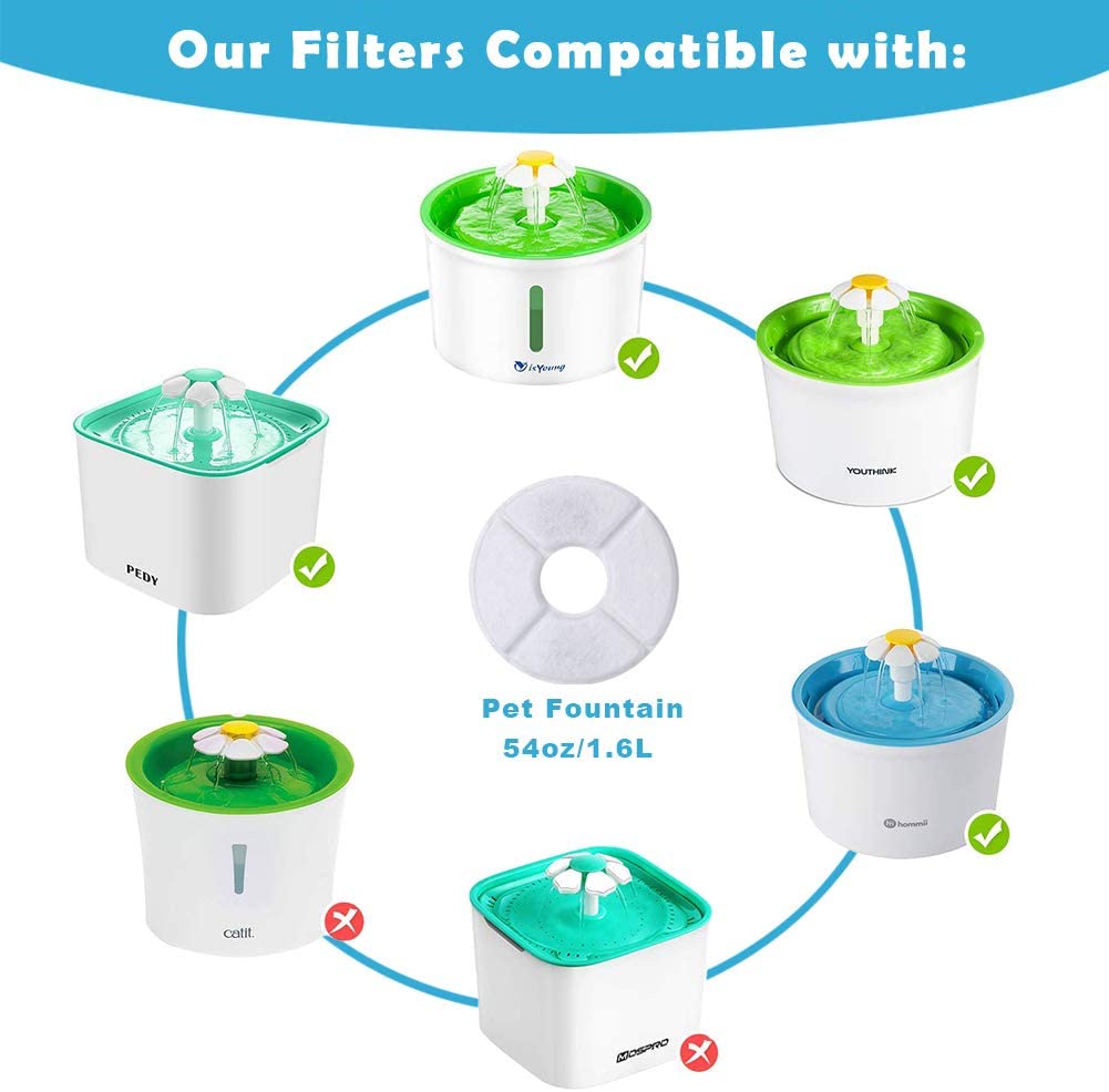 Cat Water Fountain Filters - 12Pcs Activated Carbon Replacement