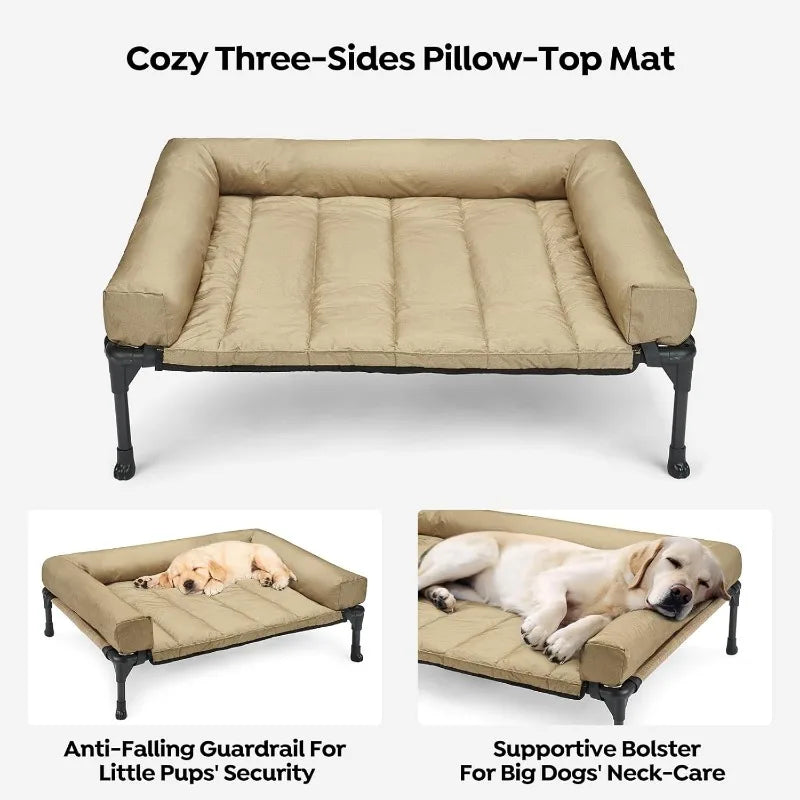 Cooling Elevated Dog Bed with Waterproof Pillow-Top Mat