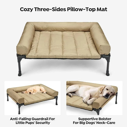 Cooling Elevated Dog Bed with Waterproof Pillow-Top Mat