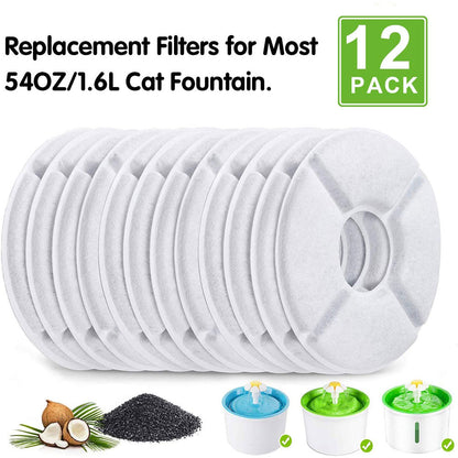 Cat Water Fountain Filters - 12Pcs Activated Carbon Replacement