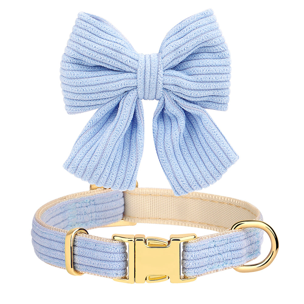 Soft Velvet Dog Collar and Leash Set with Bow – Adjustable for Small and Medium Dogs