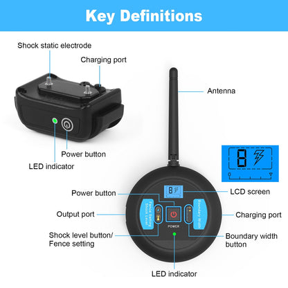 200m Dog Wireless Fence: Rechargeable, Waterproof, Beep+Shock