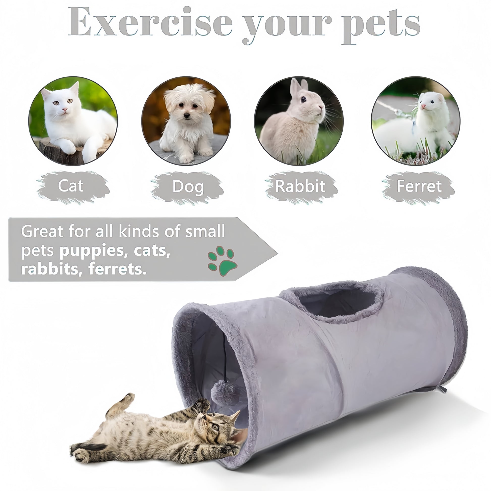 Collapsible Cat Tunnel: Winter Suede for Play & Hide Fun