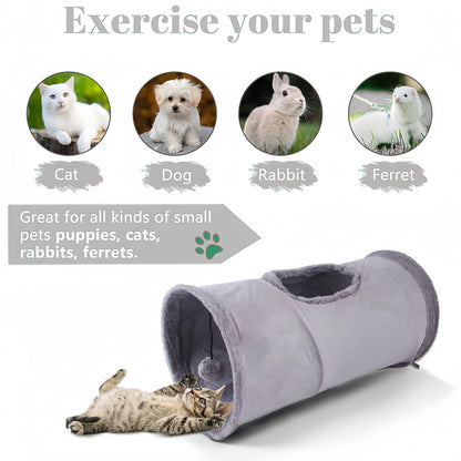 Collapsible Cat Tunnel: Winter Suede for Play & Hide Fun