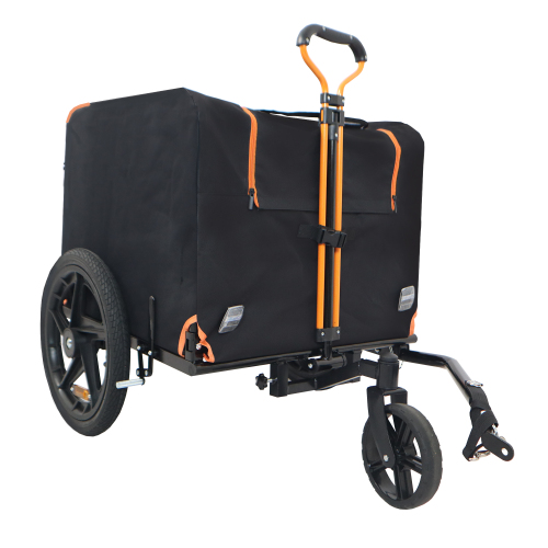 Foldable Pet Bike Trailer - Orange & Black, Safe & Durable