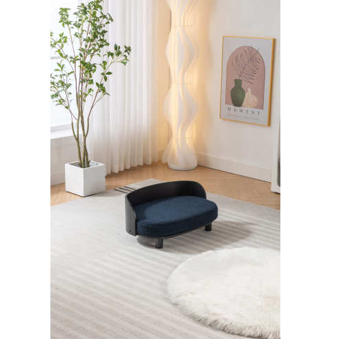 Scandinavian Elevated Dog Bed - Velvet Cushion, Solid Wood