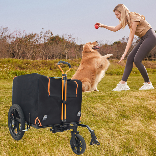 Foldable Pet Bike Trailer - Orange & Black, Safe & Durable