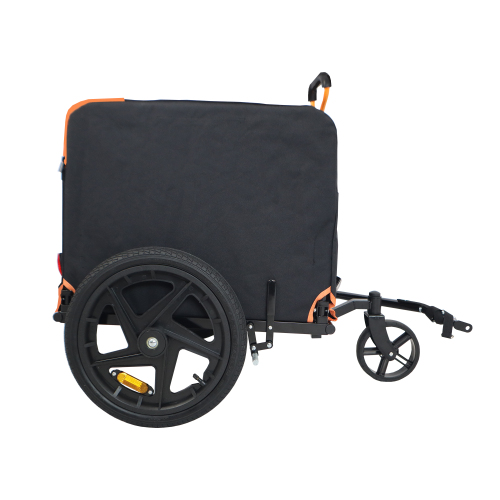Foldable Pet Bike Trailer - Orange & Black, Safe & Durable